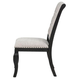 Phelps Upholstered Dining Side Chair Tan Distressed Noir (Set of 2) | Beige | Tan / Distressed Noir | 121232