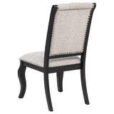 Phelps Upholstered Dining Side Chair Tan Distressed Noir (Set of 2) | Beige | Tan / Distressed Noir | 121232