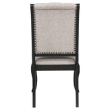 Phelps Upholstered Dining Side Chair Tan Distressed Noir (Set of 2) | Beige | Tan / Distressed Noir | 121232