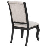 Phelps Upholstered Dining Side Chair Tan Distressed Noir (Set of 2) | Beige | Tan / Distressed Noir | 121232