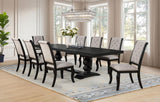 Phelps Upholstered Dining Side Chair Tan Distressed Noir (Set of 2) | Beige | Tan / Distressed Noir | 121232