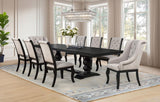 Phelps Upholstered Dining Arm Chair Tan Distressed Noir (Set of 2) | Brown | Tan / Distressed Noir | 121233