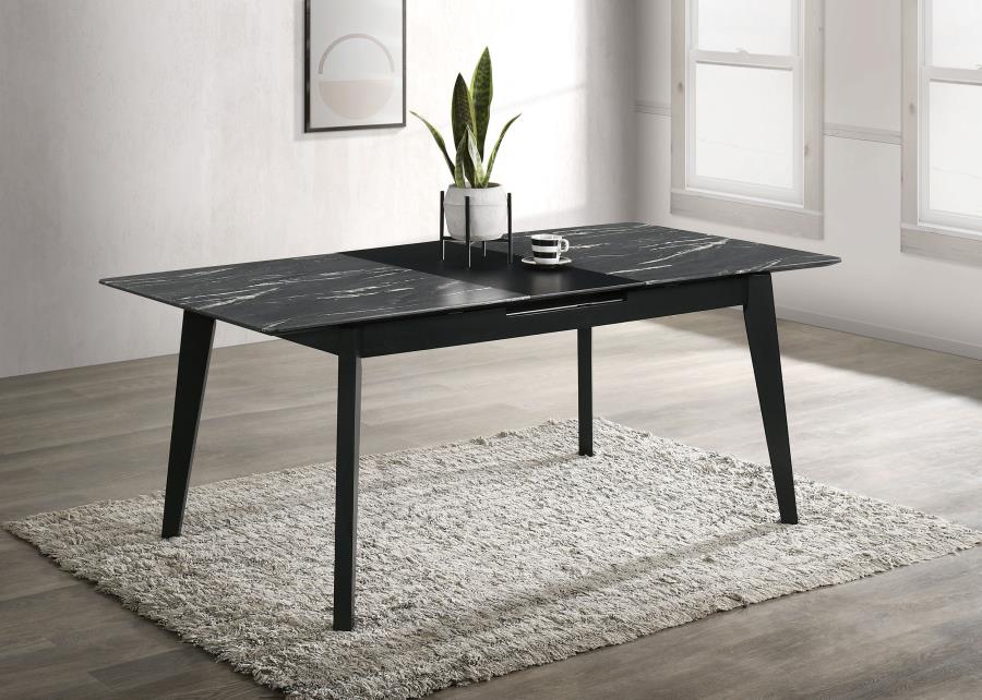 Crestmont 78-inch Extension Dining Table Black Faux Marble | King | Black | Black Faux Marble | 121251