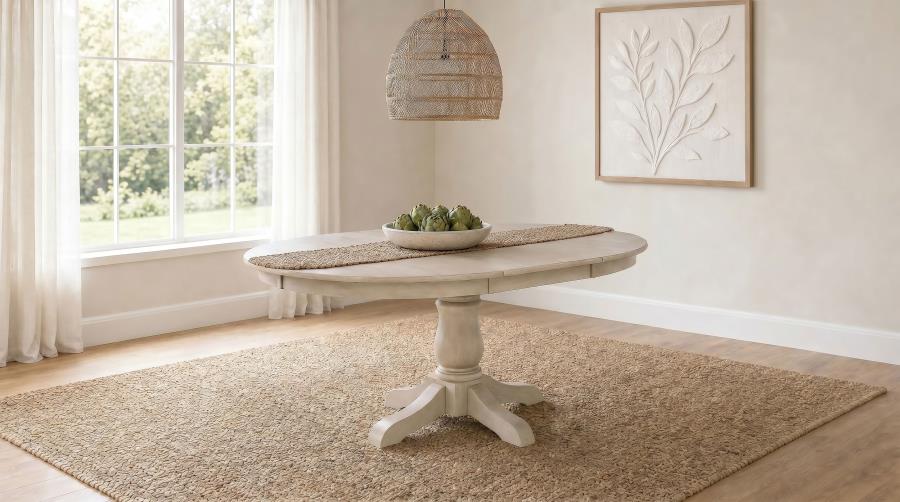 Orrison Oval 62-inch Wood Extension Leaf Dining Table Linen | Beige | Linen | 121261