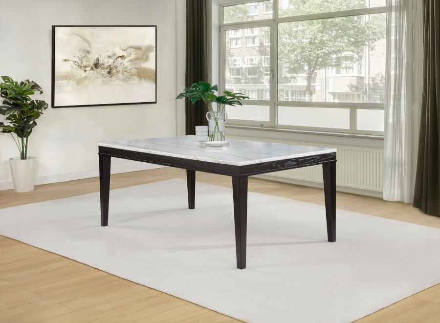 Averill 72-inch Rectangular White Marble Top Dining Table Coffee Bean | Brown | Coffee Bean | 121291