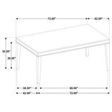 Averill 72-inch Rectangular White Marble Top Dining Table Coffee Bean | Brown | Coffee Bean | 121291