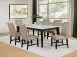 Averill 72-inch Rectangular White Marble Top Dining Table Coffee Bean | Brown | Coffee Bean | 121291
