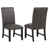 Averill Faux Leatherette Upholstered Dining Side Chair Dark Grey (Set of 2) | Grey | Dark Grey / Coffee Bean | 121292GRY
