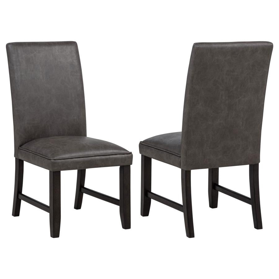 Averill Faux Leatherette Upholstered Dining Side Chair Dark Grey (Set of 2) | Grey | Dark Grey / Coffee Bean | 121292GRY