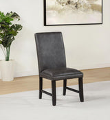 Averill Faux Leatherette Upholstered Dining Side Chair Dark Grey (Set of 2) | Grey | Dark Grey / Coffee Bean | 121292GRY