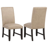 Averill Faux Leatherette Upholstered Dining Side Chair Tan (Set of 2) | Brown | Tan / Coffee Bean | 121292TAN