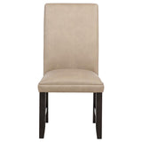 Averill Faux Leatherette Upholstered Dining Side Chair Tan (Set of 2) | Brown | Tan / Coffee Bean | 121292TAN