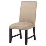 Averill Faux Leatherette Upholstered Dining Side Chair Tan (Set of 2) | Brown | Tan / Coffee Bean | 121292TAN