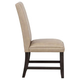 Averill Faux Leatherette Upholstered Dining Side Chair Tan (Set of 2) | Brown | Tan / Coffee Bean | 121292TAN