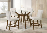 Paxton 5-piece Round Glass Top Counter Height Dining Set Beige | Brown | Brown / Beige | 122178-S5BGE