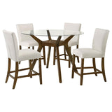 Paxton 5-piece Round Glass Top Counter Height Dining Set Beige | Brown | Brown / Beige | 122178-S5BGE