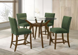 Paxton 5-piece Round Glass Top Counter Height Dining Set Green | Brown | Brown / Green | 122178-S5GRN