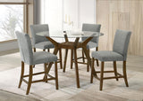 Paxton 5-piece Round Glass Top Counter Height Dining Set Grey | Brown | Brown / Grey | 122178-S5GRY