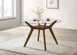 Paxton Round 48-inch Glass Top Wood Dining Table Brown | King | Brown | 122180BG