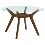 Paxton Round 48-inch Glass Top Wood Dining Table Brown | King | Brown | 122180BG
