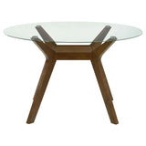Paxton Round 48-inch Glass Top Wood Dining Table Brown | King | Brown | 122180BG