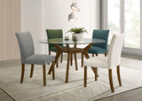 Paxton Round 48-inch Glass Top Wood Dining Table Brown | King | Brown | 122180BG