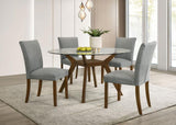 Paxton Round 48-inch Glass Top Wood Dining Table Brown | King | Brown | 122180BG
