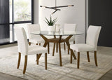 Paxton Round 48-inch Glass Top Wood Dining Table Brown | King | Brown | 122180BG