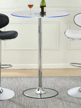 Thea Round 28-inch Glass Top LED Bistro Bar Table Chrome | King | Silver | Chrome | 122400