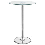 Thea Round 28-inch Glass Top LED Bistro Bar Table Chrome | King | Silver | Chrome | 122400