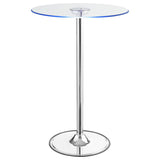 Thea Round 28-inch Glass Top LED Bistro Bar Table Chrome | King | Silver | Chrome | 122400