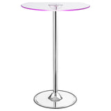 Thea Round 28-inch Glass Top LED Bistro Bar Table Chrome | King | Silver | Chrome | 122400