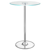 Thea Round 28-inch Glass Top LED Bistro Bar Table Chrome | King | Silver | Chrome | 122400