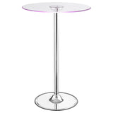 Thea Round 28-inch Glass Top LED Bistro Bar Table Chrome | King | Silver | Chrome | 122400