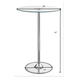 Thea Round 28-inch Glass Top LED Bistro Bar Table Chrome | King | Silver | Chrome | 122400