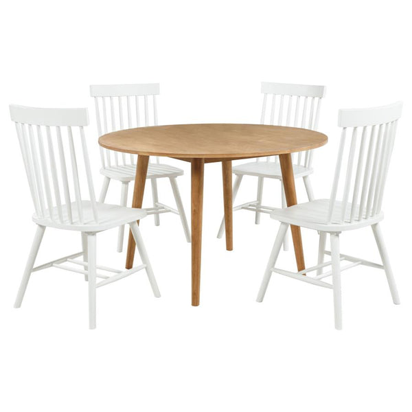 Andrews 5-piece Round Dining Table Set Light Ash and White