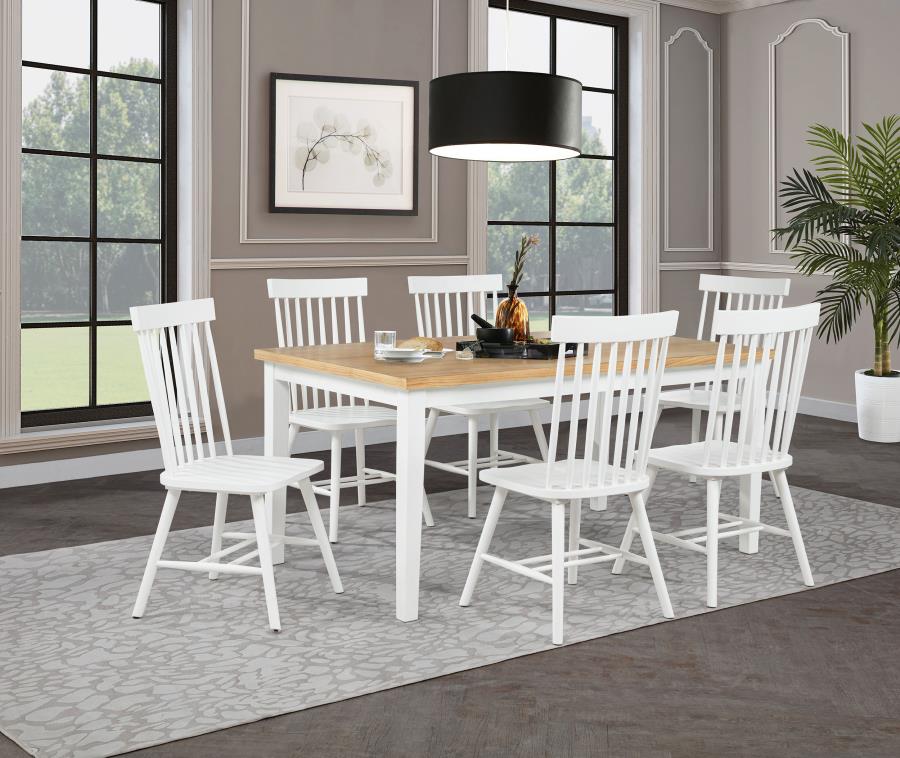 Andrews 7-piece Rectangular Dining Set Light Ash and White | White | Light Ash / White | 122501-S7W