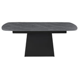 Potero 73-inch Faux Marble Extension Leaf Dining Table Black | King | Black | 123131