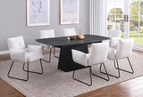 Potero 73-inch Faux Marble Extension Leaf Dining Table Black | King | Black | 123131