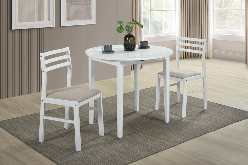 Bucknell 3-piece Round Drop Leaf Dining Table Set Cappuccino