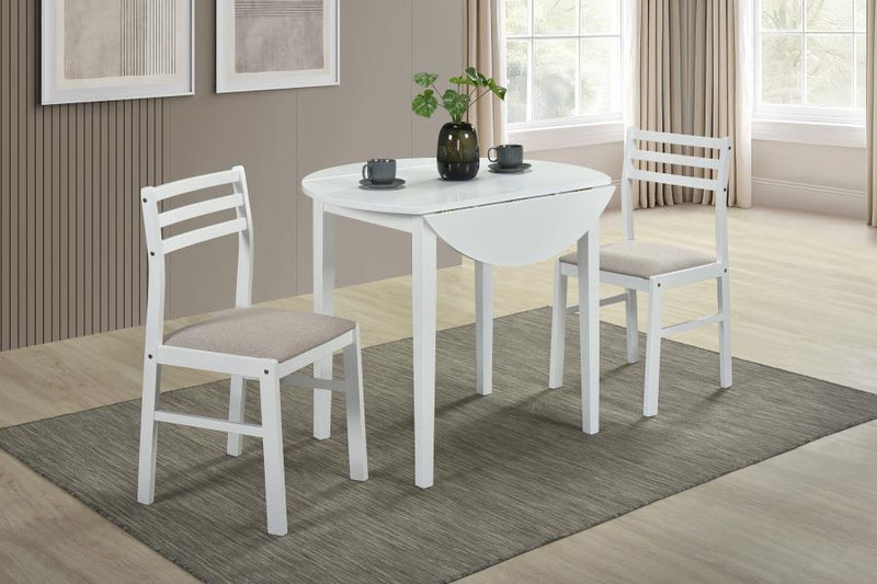 Bucknell 3-piece Round Drop Leaf Dining Table Set Cappuccino