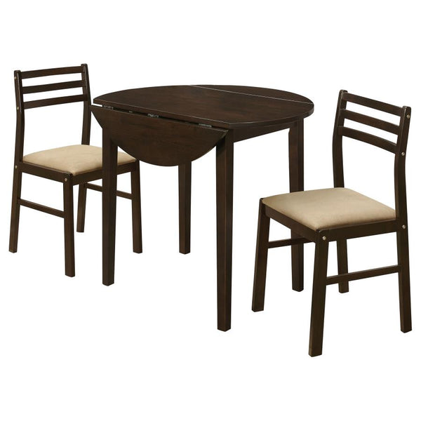 Bucknell 3-piece Round Drop Leaf Dining Table Set Cappuccino