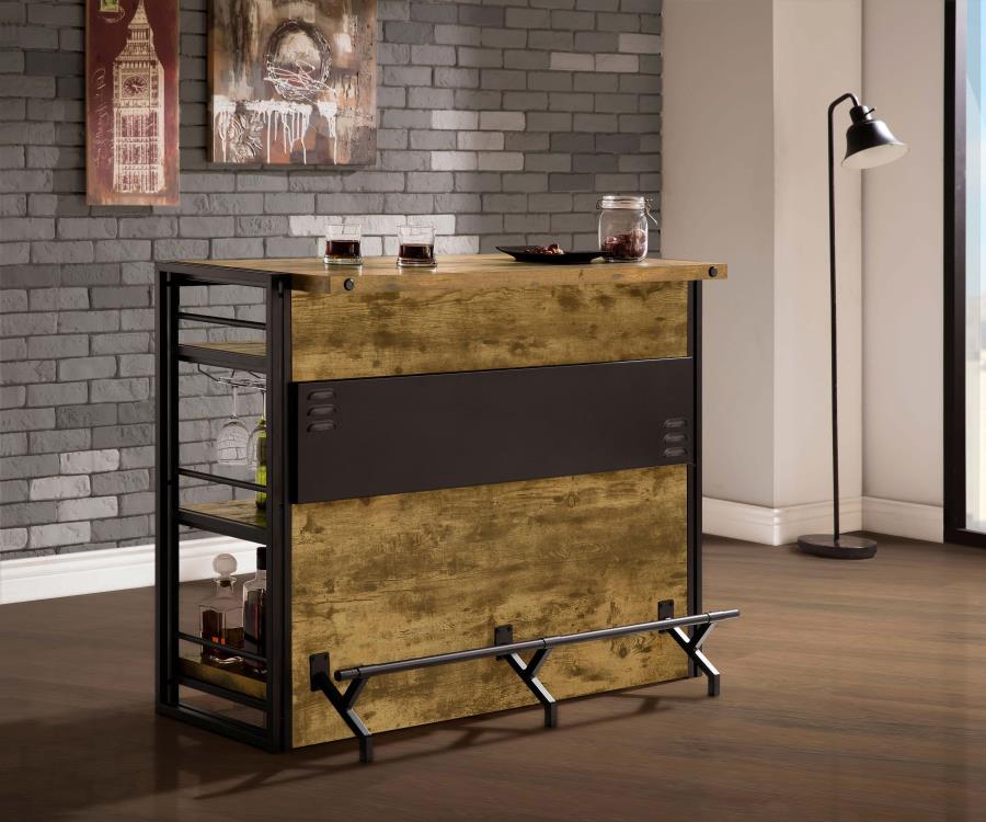 Renaldi 3-shelf Home Bar Wine Cabinet Rustic Nutmeg | Brown | Rustic Nutmeg | 130071
