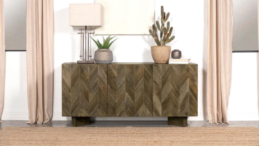 Tyler 3-door Solid Wood Sideboard Buffet Cabinet Mango Brown | King | Brown | Mango Brown | 130515