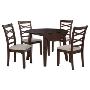Barton 5-piece Round Wood Dining Table Set Dark Brown
