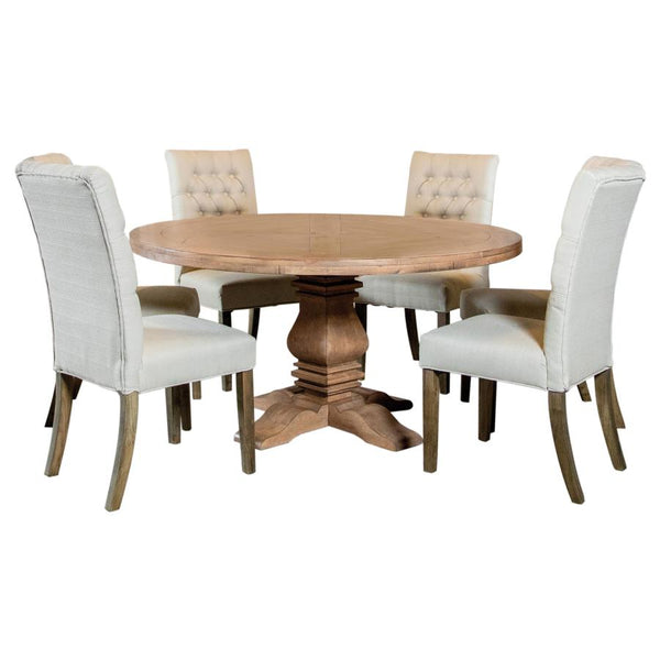 Florence 7-piece Round Dining Table Set Rustic Honey