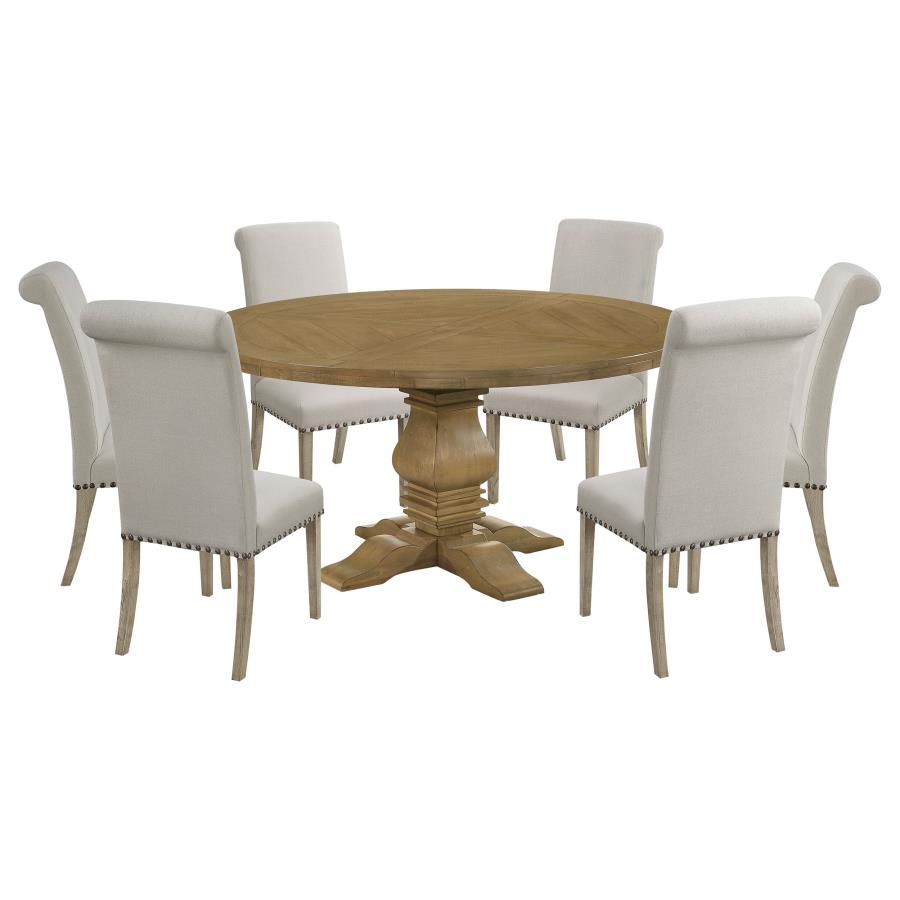 Florence 7-piece Round Dining Table Set Rustic Honey