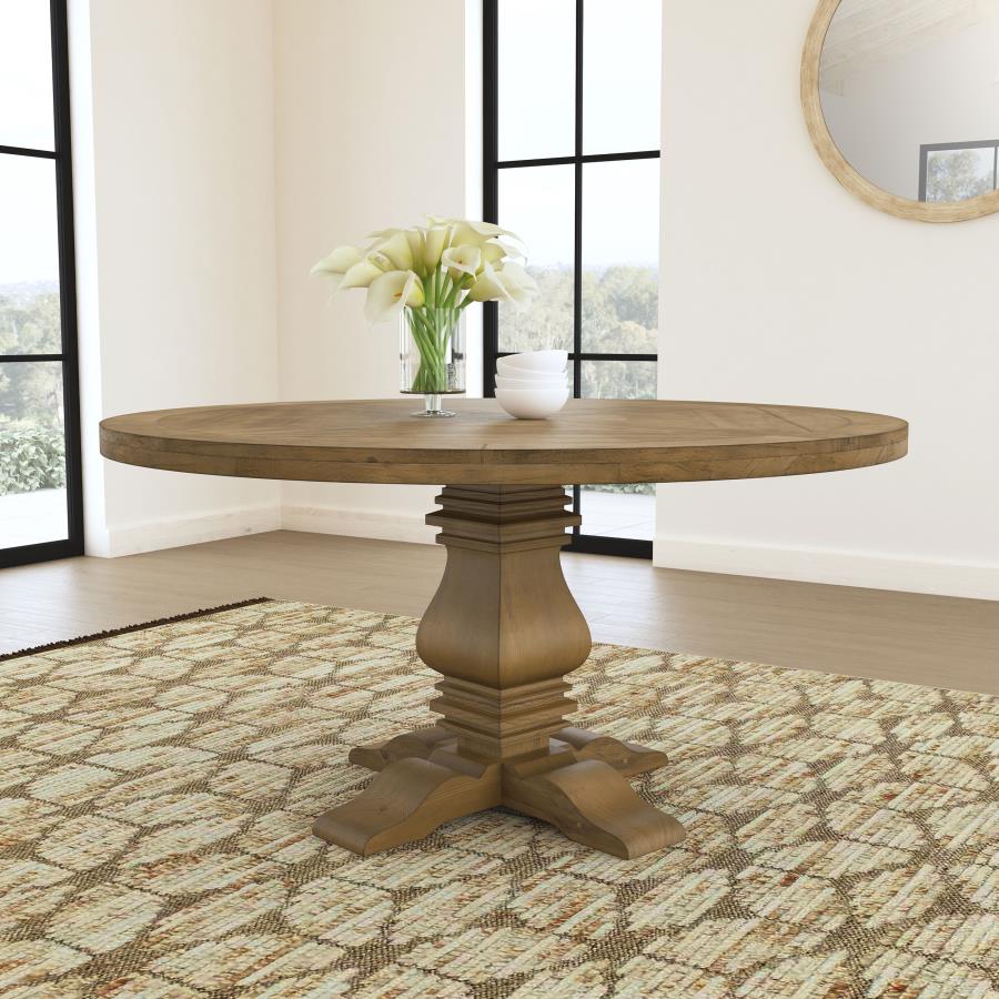 Florence Round 60-inch Wood Dining Table Rustic Honey | King | Brown | Rustic Honey | 180200