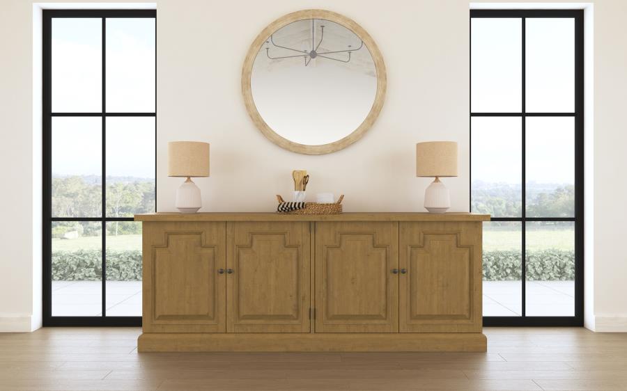 Florence 4-door Dining Sideboard Buffet Cabinet Rustic Honey | Full | Brown | Rustic Honey | 180205