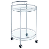 Chrissy Round Glass Shelf Metal Bar Cart Chrome | Silver | Chrome | 181367